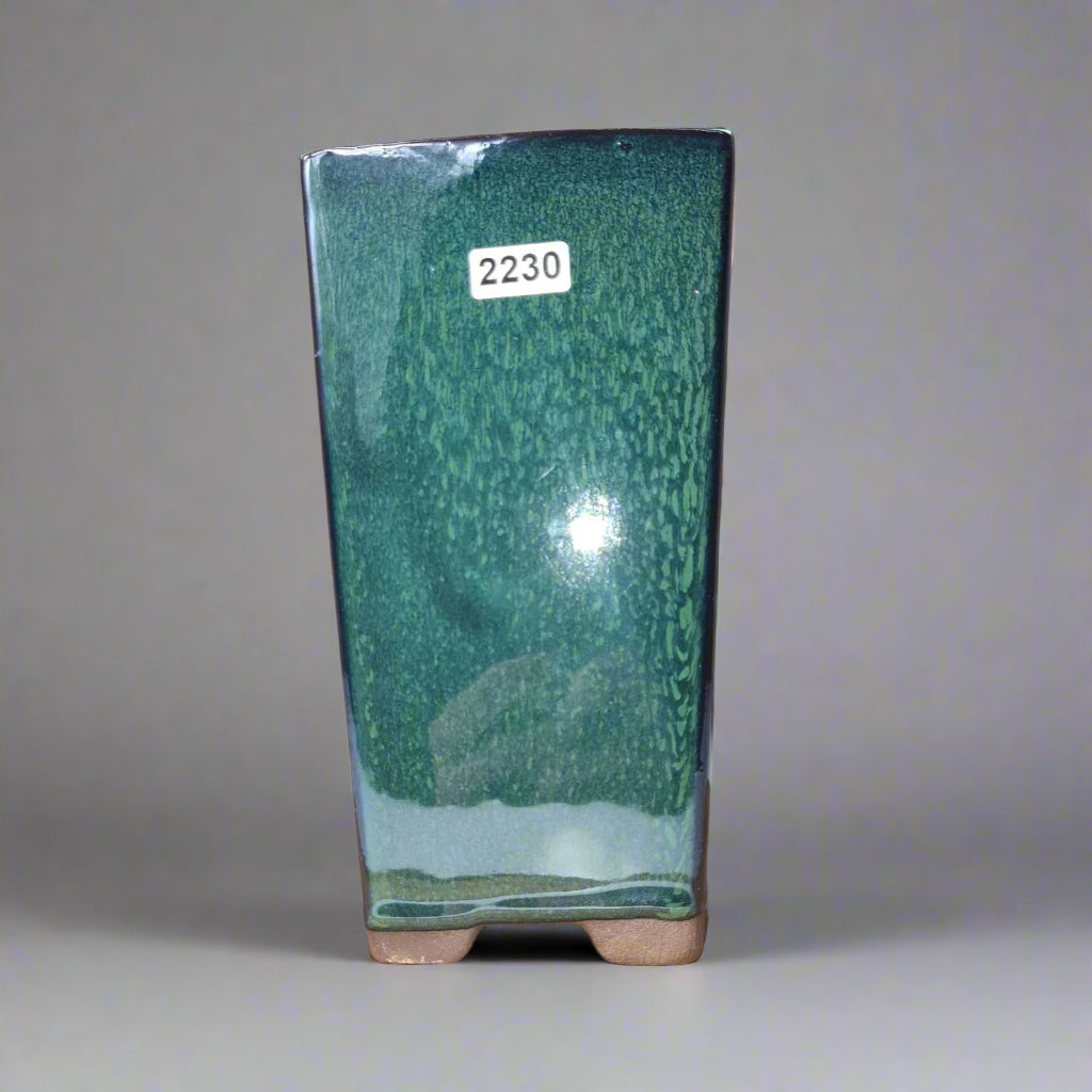Yorkshire Bonsai Glazed Cascade Bonsai Pot Dark Green - 9cm
