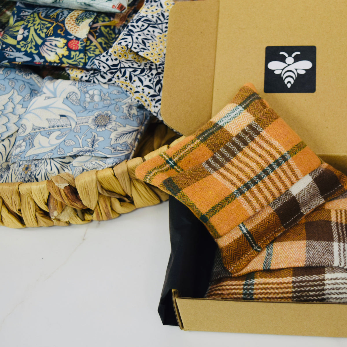 Lou-bees Soft Burnt Orange Highland Tartan Hand Warmers
