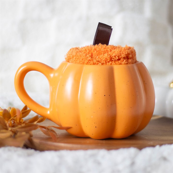 Blush & Bale Orange Pumpkin Mug & Sock Gift Set 480ml