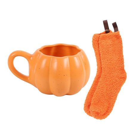 Blush & Bale Orange Pumpkin Mug & Sock Gift Set 480ml
