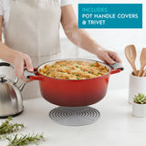 Rinkit Red Ombre Oval Cast Iron Casserole Dish - 4.68L