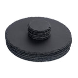 Rinkit Round Slate Placemats & Coasters Set Black - 12pc