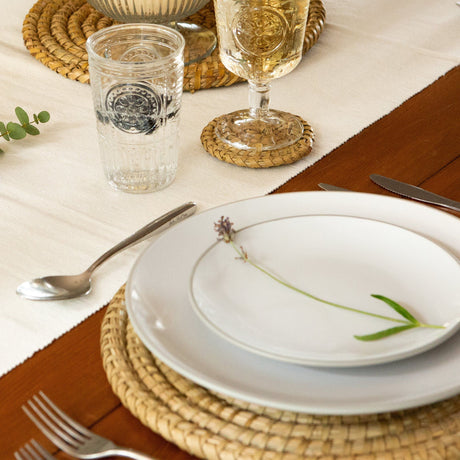 Rinkit Woven Palm Leaf Placemats & Coasters Set – 12 Piece