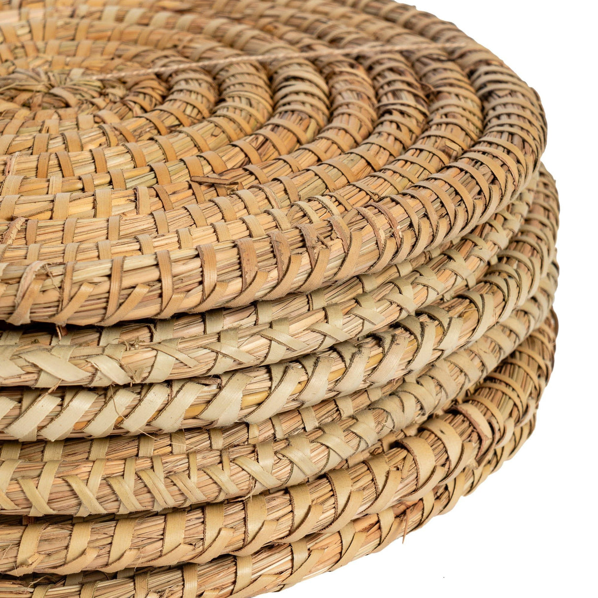 Rinkit Woven Palm Leaf Placemats & Coasters Set – 12 Piece