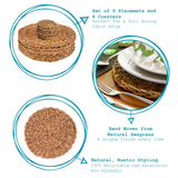 Rinkit Woven Seagrass Placemats & Coasters Set - 12pc