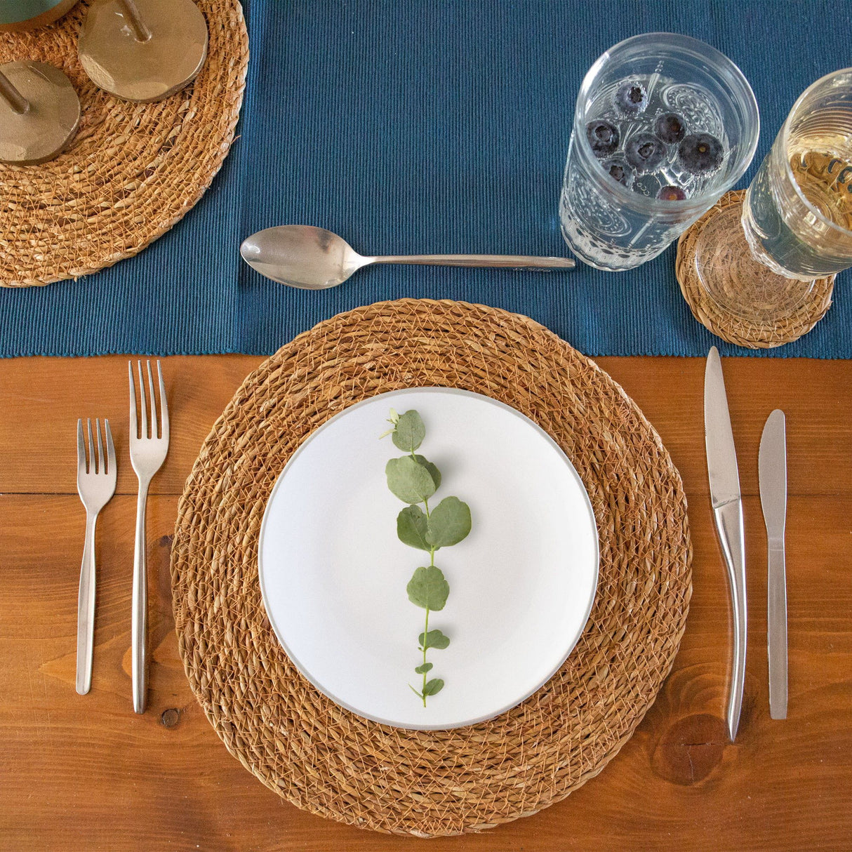 Rinkit Woven Typha Placemats & Coasters Set - 12pc