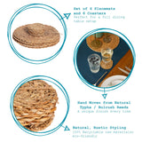 Rinkit Woven Typha Placemats & Coasters Set - 12pc