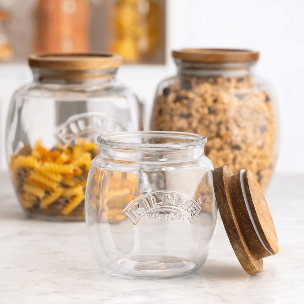 Kilner Universal Storage Jars With Acacia Wooden Lid, 2 Litre