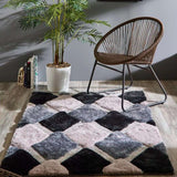 The Rugs 3D Grey Geometric Shaggy Rug