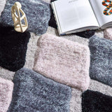 The Rugs 3D Grey Geometric Shaggy Rug