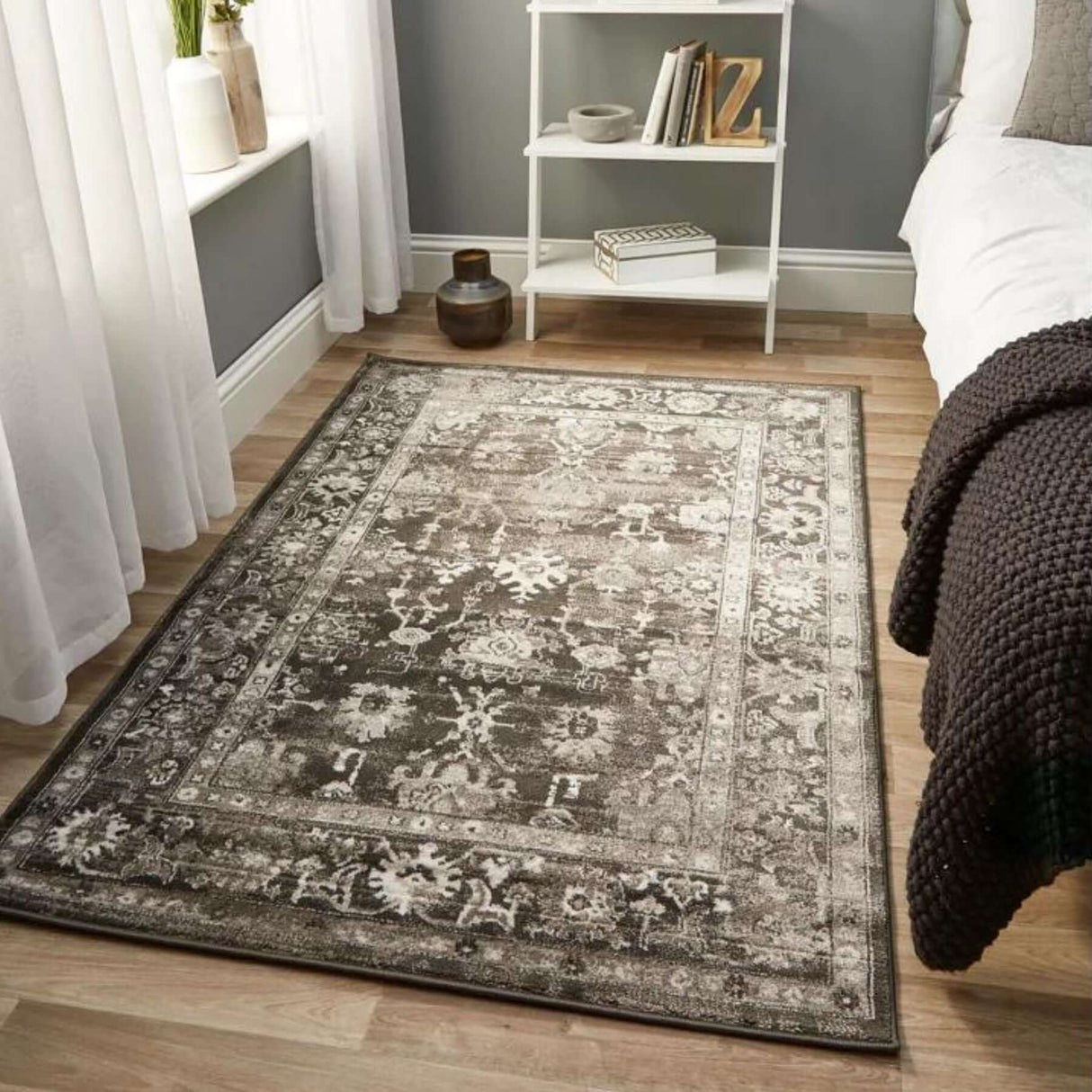 Anatolia Dark Grey Vintage Rug by The Rugs