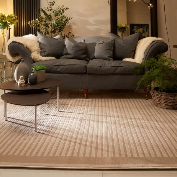 Belgrade Natural Striped Rug by The Rugs