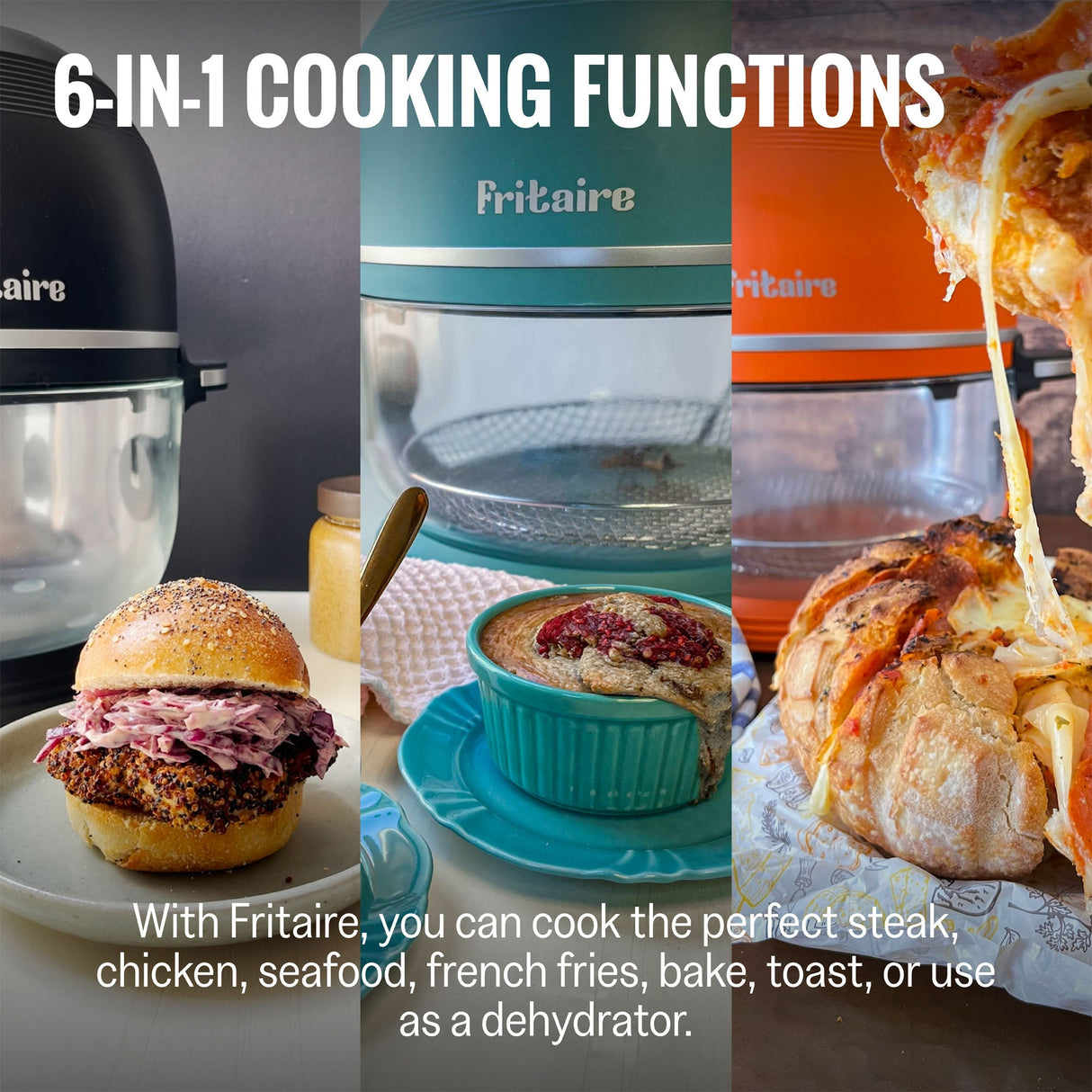 Fritaire Self-Cleaning Glass Bowl Air Fryer 9-in-1 - Midnight Black