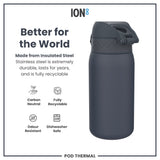 ION8 Leak Proof Thermal Steel Water Bottle, Insulated, Ash Navy, 320ml (11oz)