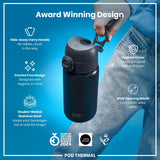 ION8 Leak Proof Thermal Steel Water Bottle, Insulated, Ash Navy, 320ml (11oz)