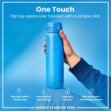 ION8 Leak Proof 1 Litre Water Bottle, Stainless Steel, Blue, 1L