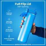 ION8 Leak Proof 1 Litre Water Bottle, Stainless Steel, Blue, 1L