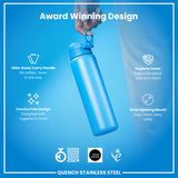 ION8 Leak Proof 1 Litre Water Bottle, Stainless Steel, Blue, 1L