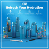 ION8 Leak Proof 1 Litre Water Bottle, Stainless Steel, Blue, 1L