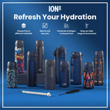 ION8 Leak Proof Water Bottle, Stainless Steel, Ash Navy, 400ml (13oz)