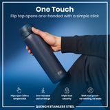 ION8 Leak Proof 1 Litre Water Bottle, Stainless Steel, Ash Navy, 1L
