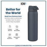 ION8 Leak Proof 1 Litre Water Bottle, Stainless Steel, Ash Navy, 1L