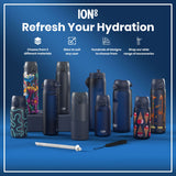 ION8 Leak Proof 1 Litre Water Bottle, Stainless Steel, Ash Navy, 1L