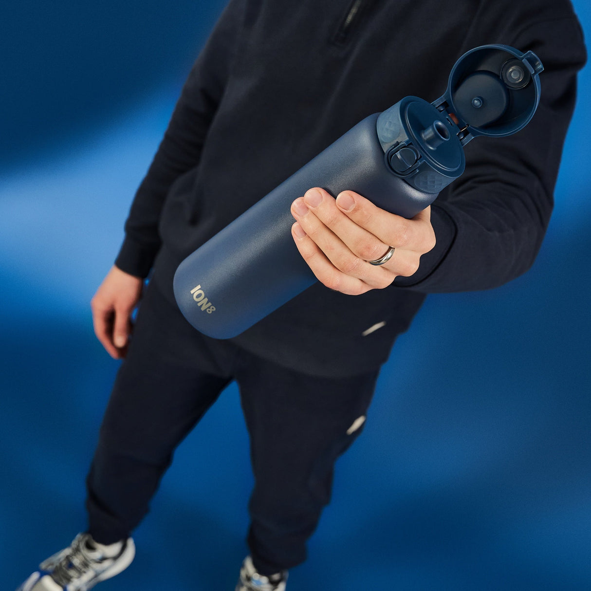 ION8 Leak Proof 1 Litre Thermal Water Bottle, Insulated, Ash Navy, 1L
