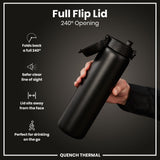 ION8 Leak Proof 1 Litre Thermal Water Bottle, Insulated, Black, 1L