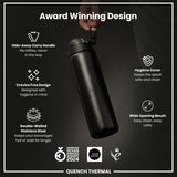 ION8 Leak Proof 1 Litre Thermal Water Bottle, Insulated, Black, 1L