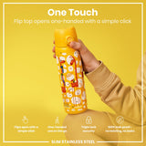ION8 Leak Proof Slim Water Bottle, Stainless Steel, Giraffes, 600ml (20oz)