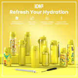 ION8 Leak Proof Slim Water Bottle, Stainless Steel, Giraffes, 600ml (20oz)