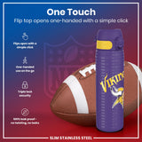 ION8 Leak Proof NFL Water Bottle, Stainless Steel, Minnesota Vikings, 600ml (20oz)
