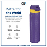 ION8 Leak Proof NFL Water Bottle, Stainless Steel, Minnesota Vikings, 600ml (20oz)