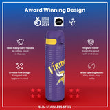 ION8 Leak Proof NFL Water Bottle, Stainless Steel, Minnesota Vikings, 600ml (20oz)