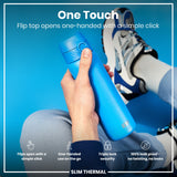 ION8 Leak Proof Slim Thermal Steel Water Bottle, Insulated, Blue, 500ml (17oz)