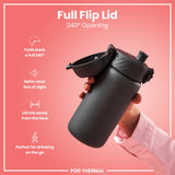 ION8 Leak Proof Thermal Steel Water Bottle, Insulated, Grey, 320ml (11oz)