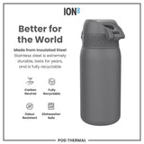 ION8 Leak Proof Thermal Steel Water Bottle, Insulated, Grey, 320ml (11oz)