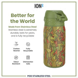 ION8 Leak Proof Water Bottle, Stainless Steel, Elephant, 400ml (13oz)