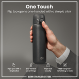 ION8 Leak Proof Slim Water Bottle, Stainless Steel, Grey, 600ml (20oz)