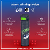 ION8 Leak Proof NFL Water Bottle, Stainless Steel, Seattle Seahawks, 600ml (20oz)