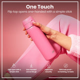 ION8 Leak Proof Slim Thermal Steel Water Bottle, Insulated, Rose Bloom, 500ml (17oz)