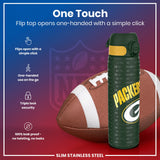 ION8 Leak Proof NFL Water Bottle, Stainless Steel, Green Bay Packers, 600ml (20oz)