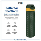 ION8 Leak Proof NFL Water Bottle, Stainless Steel, Green Bay Packers, 600ml (20oz)