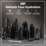 ION8 Leak Proof Water Bottle, Stainless Steel, Black, 400ml (13oz)