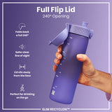 ION8 Leak Proof Slim Water Bottle, Recyclon, Light Purple, 500ml (18oz)