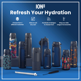 ION8 Leak Proof Slim Water Bottle, Stainless Steel, Ash Navy, 600ml (20oz)