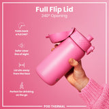 ION8 Leak Proof Thermal Steel Water Bottle, Insulated, Rose Bloom, 320ml (11oz)