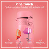ION8 Leak Proof Slim Water Bottle, Stainless Steel, Flowers, 600ml (20oz)