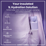 ION8 Leak Proof 1 Litre Thermal Water Bottle, Insulated, Light Purple, 1L